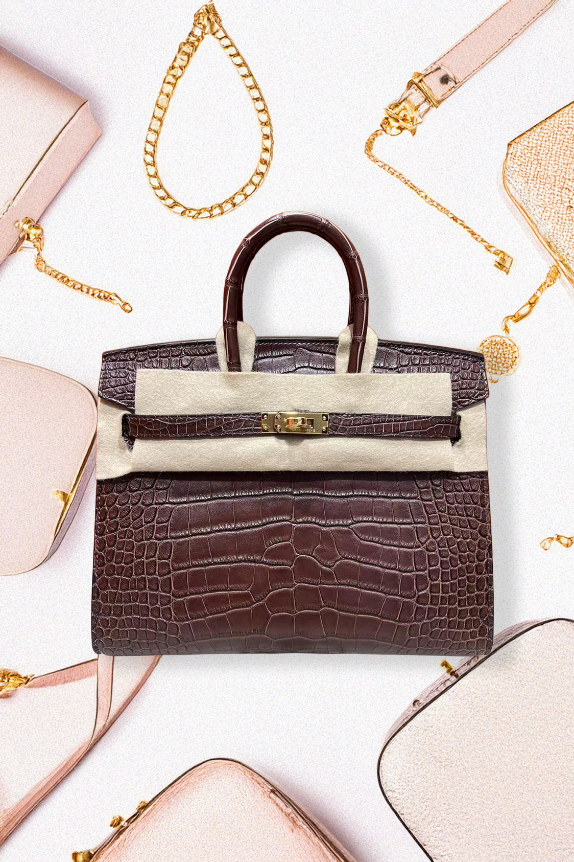 Hermès Birkin 30 Crocodilo Marrom