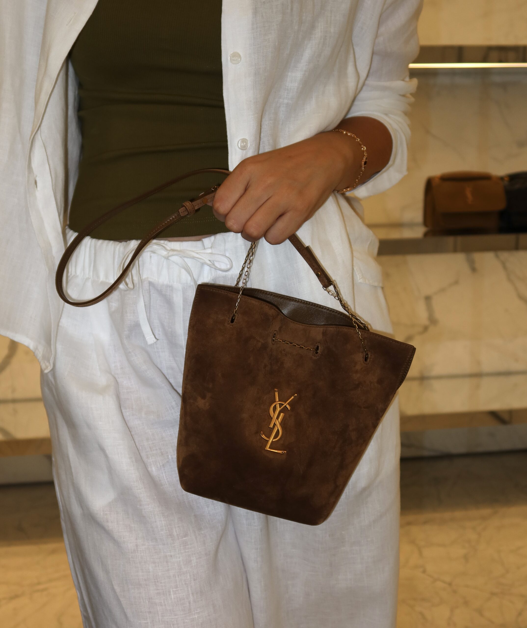 Pochon Saint Laurent Couro/Suede