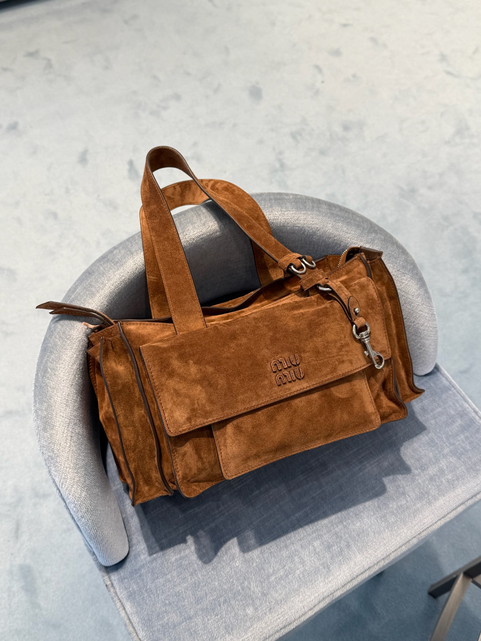 Utilitaire Suede Shopping Bag Miu Miu